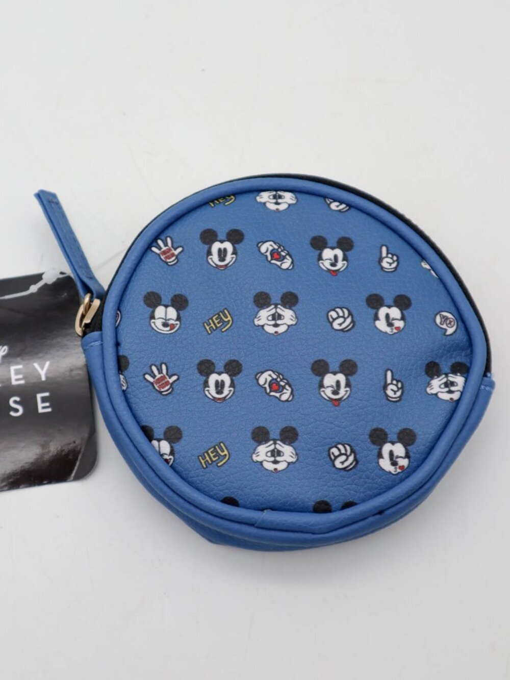 Official Disney Mickey Mouse Coin Purse Pouch Wallet Blue Faces & Gloves Print